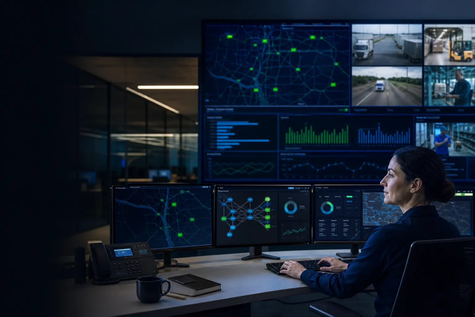 Centro operativo con información y resultados en tiempo real