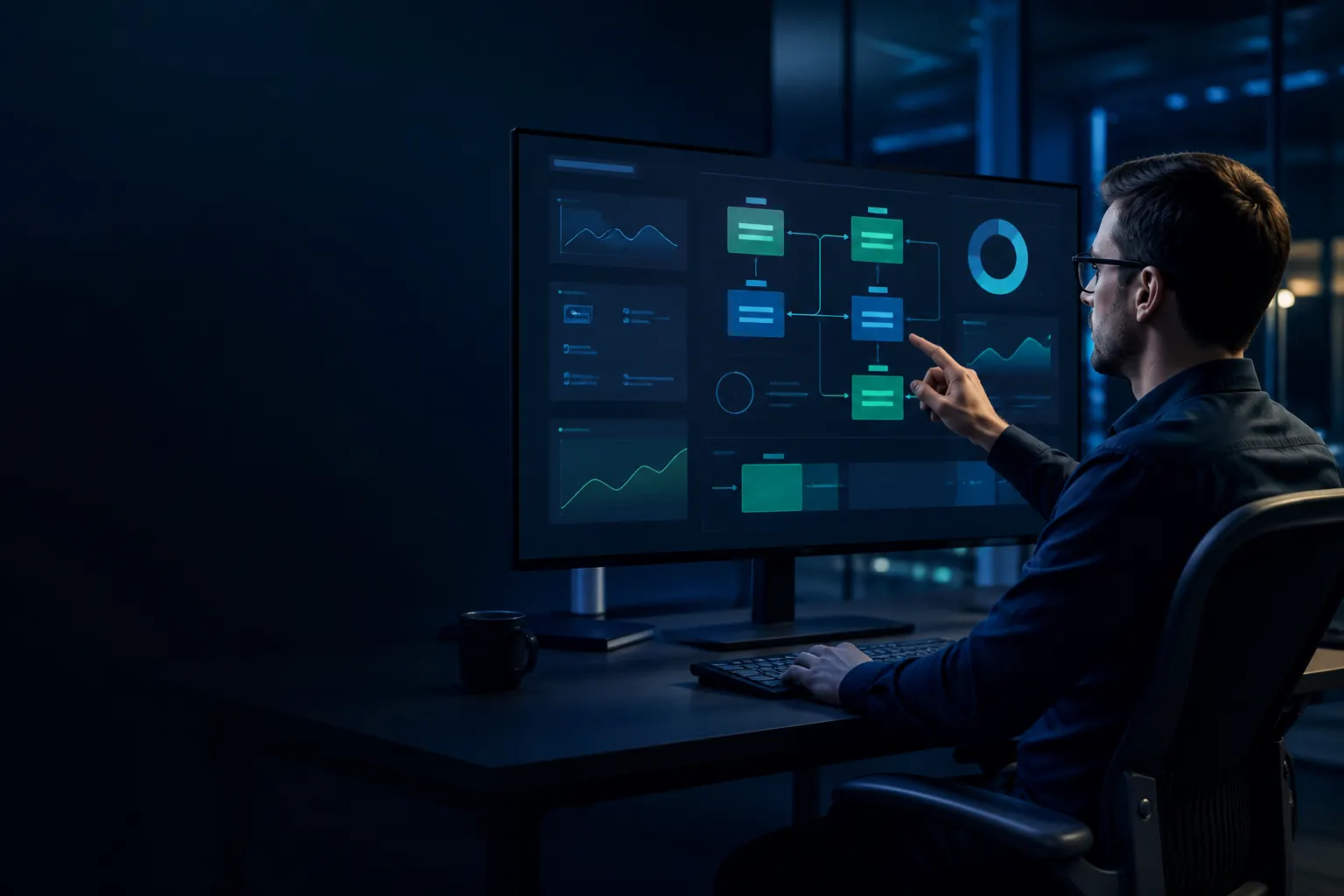 Profesional gestionando procesos en un sistema web a medida